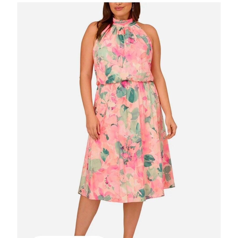 Floral Halter Neck Midi Dress